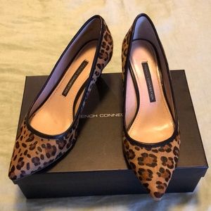 French Connection Leopard Print Calf Hair Pumps